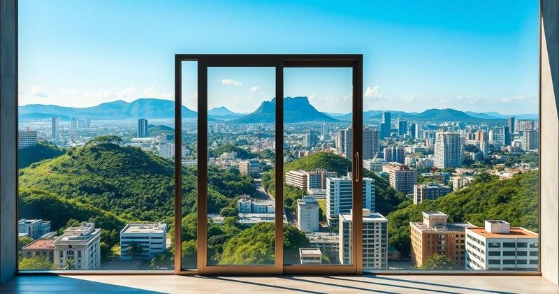 Porta de vidro de correr 3 folhas